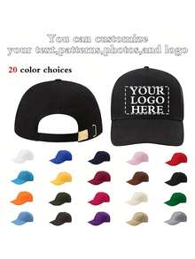 Customizable Text Logo Baseball Cap, Multi-Color Personalized Photo Print Trucker Hat, Flat Brim Cap - Multicolor - View 2