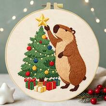 1PC 15*15cm/5.9*5.9in 20*20cm/7.9*7.9in,Christmas Decorations Embroidery Kit, DIY Handmade Embroidery Set For Adult Beginners, Home Gift, Women's Sewing Gift, Including User Manual, Printed Pattern Fabric, Embroidery Frame, Needle And Thread. - 15X15CM - View 6