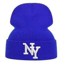 1pc Men's NY Letter Embroidered Knit Beanie, Fashionable Casual Warm Hat, Suitable For Spring/Autumn Travel, Windproof, Winter Warmth - Multicolor - View 17