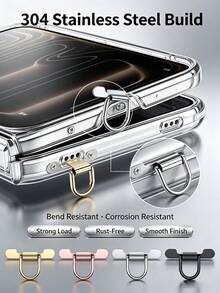 Universal Metal D-Ring Phone Lanyard Tab, Mini Phone Case Tether Clip, Anti-Loss Strap Connector Compatible With All Smartphones & Foldable Phones - Multicolor - View 4