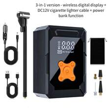 150PSI Portable Air Pump, Car Jump Starter With Tire Pressure Gauge And LED Display - 3X Speed One-Touch Smart Wireless Air Pump - A - View 8