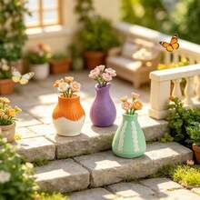 4pcs Mini Colorful Resin Flower Vases, Garden Decor, Micro Landscape Gardening DIY Desktop Decoration Accessories - Multicolor - View 9
