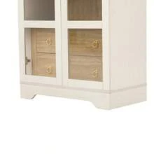 Sideboard With Adjustable Shelves And Drawers, Kitchen Cabinet With Clear Glass And Large Storage Space, For Dining Room, Living Room And Kitchen (Black) - White + MDF+Glass - View 11