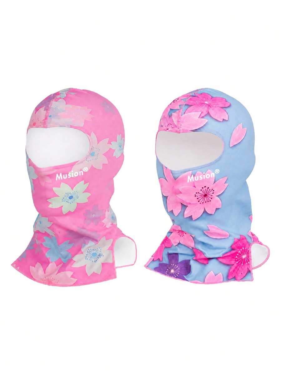 Musion 1/2pcs Women's Floral Print Balaclava, Exquisite Flower Pattern Full Head Cover, Lightweight Quick-Dry Breathable Elastic Helmet Liner, Suitable For Cycling, Motorcycle And Outdoor Activities - Multicolor - View 1