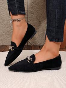 2026 Autumn/Winter New Fashion Comfortable Black Pointed Toe Flat Bow Ballet Shoes - Black - View 3
