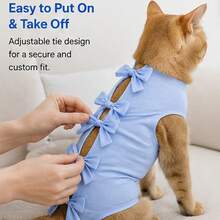 Cat Recovery Suit Adjustable Tie Closure Post Surgery Bodysuit Soft Pet Surgical Recovery Clothing For Cats Small Dogs - Multicolor - View 6
