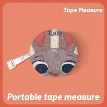 1pc Disney [One-Click Retraction] 2.0m Tape Measure, Judy Nick Merchandise Three-Circumference Measuring Tape Soft Leather Meter Ruler Portable Height Waist Measurement Household Tool - Multi-color - View 2