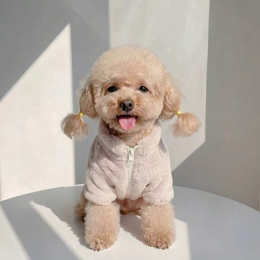 Mantel Hangat Tebal Dua Lapis untuk Kucing & Anjing Musim Gugur/Dingin, Maltese Bichon Abyssinian, Tahan Dingin untuk Aktivitas Luar Ruangan, Dapat Dicuci dengan Mesin, Jaket Tebal Lembut Berkualitas Tinggi - Berwarna merah muda - View 1