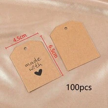 100pcs Kraft Paper Gift Label Card, Heart Pattern Design Label Card For DIY Handmade Crafts, Christmas Party, Baking Cake Dessert Decoration And Gift Tagging, Parties And Anniversaries Tags - Label Card - View 11