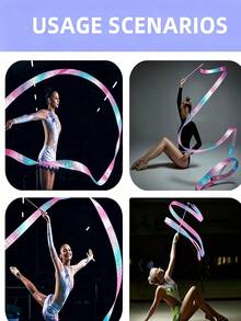 1/2/5 Pcs Rhythmic Gymnastics Ribbons/Streamers (2m/4m/6m) – Glittery Dance Ribbons With Swivel Wands; Colorful Ribbons For Kids And Adults, Suitable For Talent Shows, Artistic Dance, Outdoor Parties, And Games - Multicolor - View 4