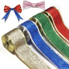 1 Roll/1.5 Inch Wide Christmas Ribbon With Glitter Powder Decoration, Suitable For DIY Holiday Decor, Christmas Tree Decoration, Party Gift Wrapping And Bow Making - Christmas Glitter Style - View 2