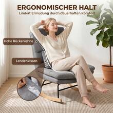 Linen-Look Recliner, Lumbar Cushion, High Back, Wide Seat, Double Padded, Light Gray. - 1 - View 8