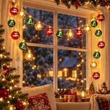 1pc Christmas Ball LED String Lights 10/20 LEDs Merry Christmas Tree Snowflake Ornament Lights Battery Operated Xmas Fairy Lights Suitable For Home Bedroom Mantel Christmas Holiday Party Festive Decor - Warm White - View 5