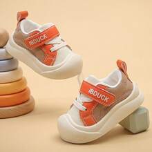 Children's Colorblock Canvas Sneakers, Breathable Non-Slip Soft Sole Casual Shoes, Contrast Color Versatile, Suitable For Daily School And Outdoor Activities - Orange - View 2