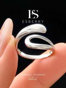 1pc S Size Teardrop Adjustable Ring, Fashionable Delicate Women's Jewelry, Suitable For Daily Wear Or Stacking - Silver - View 1