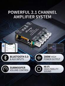 ZK-MT21 Neutral Logo No Brand 2.1 Channel Digital Module 50W*2+100W Suitable For High-Frequency, Low-Frequency And Subwoofer - Amplifier - View 4