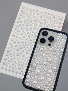 1Pc/1Set, Stickers For Laptop, Journaling Supplies, Sticker Book, Minimalist Luxury Style, Faux Pearl Decals, Multi Size Round Bead Pattern, For Phone Case, Flat Surface, Face Decor - Pearl - View 6