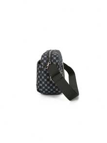 Men's Retro Print Crossbody Bag Simple Casual Daily Commute Shoulder Bag Compact Handbag - Black - View 6