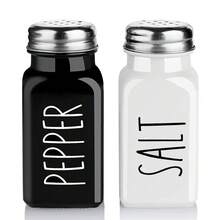 Set de Frascos para Condimentos de Vidrio, Diseño Cuadrado Blanco y Negro, Salero y Especiero para Sal, Pimienta y Sazonadores, Ideal para Cocina, Barbacoa y Parrilladas - Otros colores (embalaje de espuma de perla + caja de cartón) - Ver 7