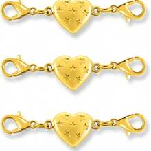Fashion Alloy Magnetic Clasp Converter, Heart-Shaped Lobster Claw Design, Suitable For Necklaces And Bracelets, Gold And Silver, Charming Jewelry Clasp, Accessory Connector - Heart With Stars - View 8