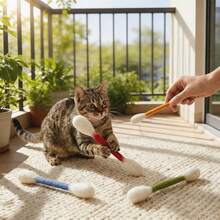6 Buah Mainan Kucing Interaktif Ekstra Besar, Tongkat Penggoda Kucing Tahan Lama, Cocok untuk Olahraga dan Bermain Sehari-hari, Tahan Gigitan, untuk Kucing dan Anak Anjing di Dalam Ruangan - MultiWarna - View 11