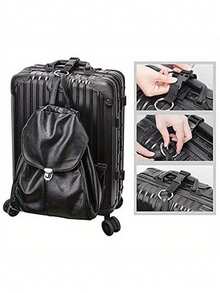 3pcs Durable Black Nylon Luggage Strap With Anti-Theft Clip, Multifunctional Handbag Clip, Convenient To Carry, Adjustable Suitcase Security Belt, Ideal For Travel, Airline, Trolley, Backpack, Stroller, Commute, Daily Use, Summer Vacation - View 2