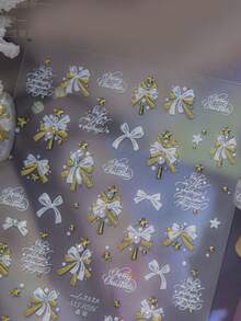 1 Crystal Diamond Gold Nail Luxury Sticker, Winter Fresh Sparkling Nail Charm Sticker, Christmas Tree Ornament Sticker, Nail Art Stickers - Gold - View 2