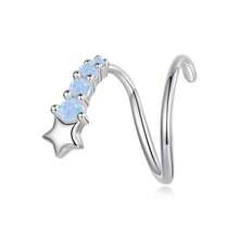 Bamoer 1pc Anting Tunggal Bintang Opal Perak Sterling 925 dengan Sekrup Belakang, Perhiasan Telinga Piercing Helix Kristal Bulan dan Bintang Surgawi untuk Wanita, Termasuk Kotak Hadiah - Perak - View 17