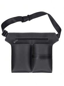 Multifunctional Hairdressing Tool, 1pc Hair Scissors Storage Bag, PU Leather Hairdressing Bag, Professional Barber Tools Waist Pouch, Salon Scissors Organizer Bag - Black - View 8
