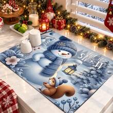 1pc Christmas Themed Printed Pattern Dish Drying Mat, Kitchen Countertop Bowl & Plate Rubber Bottom Drying Pad, Party Decoration, Super Absorbent Hidden Stain Dish Drying Mat, Soft Diatomaceous Earth With Rubber Backing Multi-Functional Kitchen Home Mat, Quick Dry Mat For Coffee Machine & Dish Rack, Kitchen Countertop Coffee Mat & Dish Drying Pad - LL LSD001 - View 10