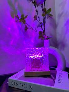 1pc LED Water Ripple Square Projection Atmosphere Lamp, 16 RGB Colors, With Touch / Remote Control, USB Power Supply, Bedroom Night Lamp, Suitable For Bedroom, Living Room Or Office Decoration, Christmas, Suitable For 14+ Teenagers - Multicolor - View 3