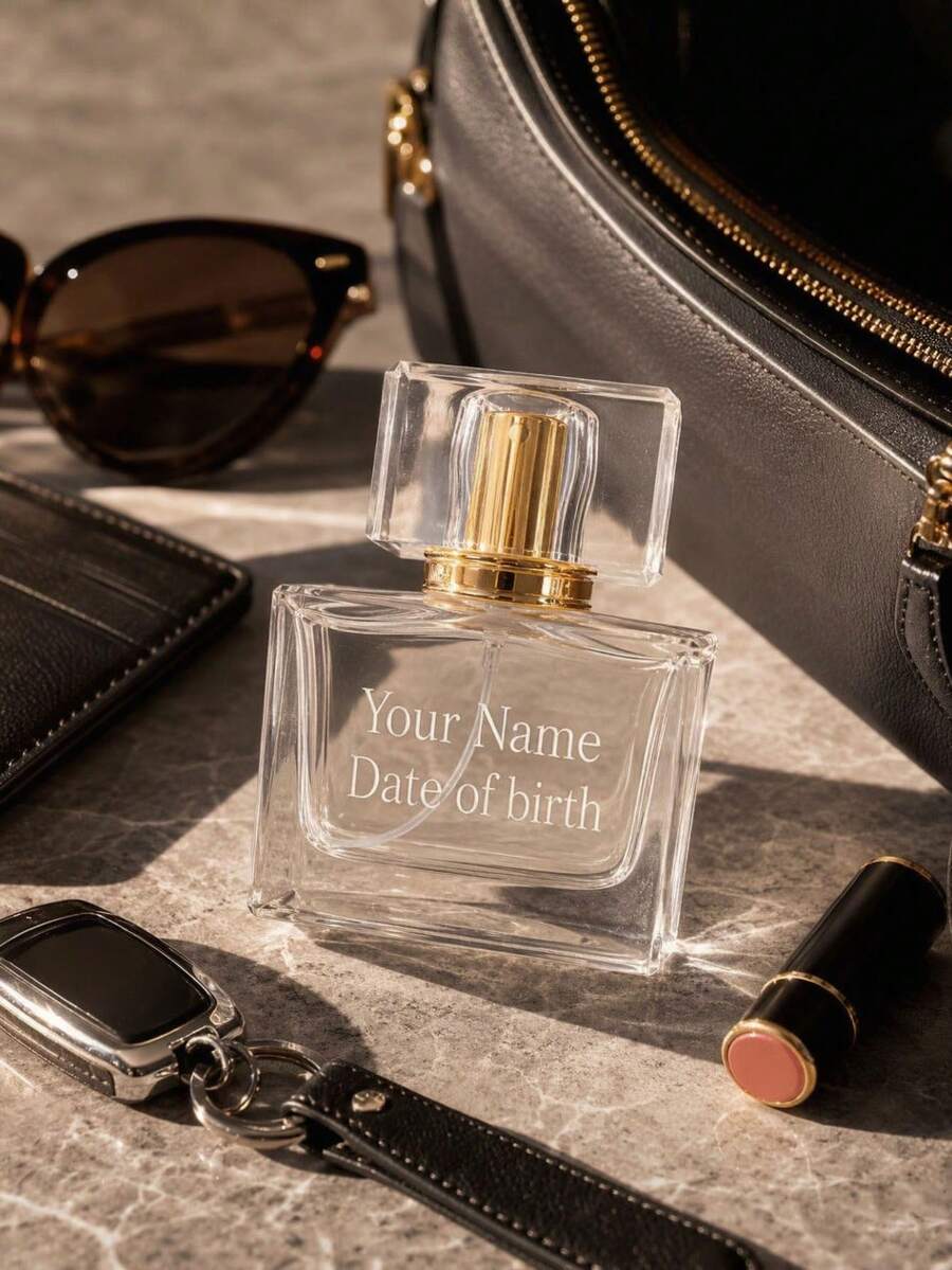 Personalized Laser Engraved Perfume Bottle, Customizable Name And Date Empty Glass Refillable Spray Bottle, Luxury Home Decor Ornament, Wedding Birthday Anniversary Thanksgiving Gift - Multicolor - View 1