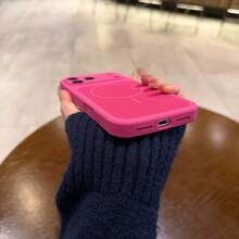 1pc Silicone Phone Case Compatible With 18Pro Max 18Pro 17Pro Max 16 15 14 Pro Max Plus, Minimalist Siliconer Shockproof Anti-Drop Slim Protective Cover - Dragon Fruit - View 5