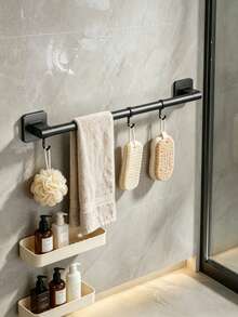 1pc Punch-Free Towel Rack, Bathroom Wall-Mounted Towel Bar, Single-Bar Bathroom Towel Rack, Slipper Storage Rack, Bathroom Towel Rod, Wall Storage Rack, Suitable For Home Decoration And Bathroom Decoration, Easy To Install - Multicolor - View 3