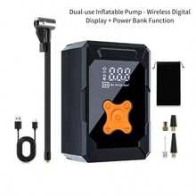 150PSI Portable Air Pump, Car Jump Starter With Tire Pressure Gauge And LED Display - 3X Speed One-Touch Smart Wireless Air Pump - A - View 9