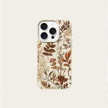 1pc TPU Material Autumn Vintage Floral & Leaf Pattern Phone Case Compatible With IPhone 17 Pro Max/17/16 Pro Max/15/13/12/11/ S20 FE/A15/S24/A55/ Note 11/Note 12/Note 13 Pro Full Coverage Anti-Drop Soft Protective Cover - White - View 5