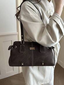 Cross-Border Autumn/Winter New Fashion Commuter Underarm Bag, Korean Style Minimalist Shoulder Bag, Large Capacity Handheld Tote Bag, Light Luxury - Coffee Brown - View 6