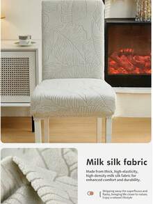 1pc Leaf Pattern Jacquard Chair Cover High Elasticity All Season Universal Home Hotel Use - Light Grey - View 8