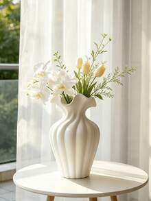 1pc Modern Wavy Vase, Carved Neck Design, Elegant Floral Centerpiece Decor, Suitable For Home Decor, Wedding Table Setting, Minimalist Living Room, Bohemian Style, Small And Large Sizes Available, Perfect For Rose And Baby's Breath Floral Arrangements - Multicolor 1 - View 10