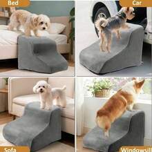 Tangga Ramp Mainan untuk Kucing & Anjing, Tangga 2/3/4 Langkah untuk Anak Anjing, Tempat Tidur, Sofa, Ramp Anjing, Tangga Hewan Peliharaan yang Dapat Dilepas, Membantu Hewan Peliharaan dengan Mudah Menaiki Sofa dan Tempat Tidur, Langkah Spons Tahan Lama Anti Selip, Permukaan Lembut dengan Bantalan, Dapat Dilepas dan Mudah Dibersihkan, Cocok untuk Anjing dan Kucing Kecil/Sedang/Besar/Lansia, Furnitur Hewan Peliharaan Premium, Ramp Anti Selip - Light Grey - View 9