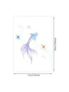 1pc Temporary Tattoo Sticker, Dreamy Gradient Goldfish Star Bubble Pattern, Realistic Fake Tattoo Design, For Daily Wear, Bachelorette Party Favors, Music Festival, Game, Graduation Gift, Lasts 3‑5 Days - Multicolor - View 2