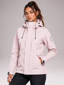 CZRLHYT 1pc Women's Hooded Zip-Up Outdoor Jacket With Pockets, Suitable For Various Outdoor Sports - Pink - View 5