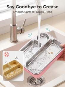 304 Stainless Steel Divided Bento Box, Sealed Leak-Proof Portable Lunch Box With Sauce Container, Spoon And Fork, Fresh-Keeping Meal Box For Work And Picnic - Multicolor - View 7