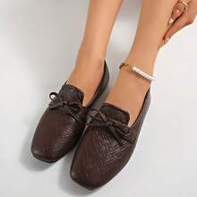 New Women's Flat Ballet Shoes With Woven Fabric And Bowknot Decoration, Elegant And Comfortable Minimalist Design, Suitable For Party, Banquet, Nightclub And Other Occasions, Vacation, Walking, Outdoor Wear, Versatile Style - Brown - View 6