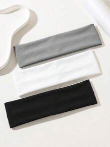 3pcs Women Soft Stretchy Wide Headbands, Solid Color Hair Band For Fall Winter, Running Fitness Headband Versatile Daily Fashion Hair Accessories Set - Multicolor - View 2