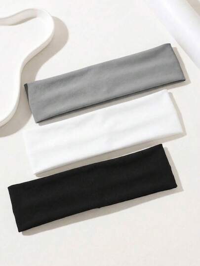 3pcs Women Soft Stretchy Wide Headbands, Solid Color Hair Band For Fall Winter, Running Fitness Headband Versatile Daily Fashion Hair Accessories Set
