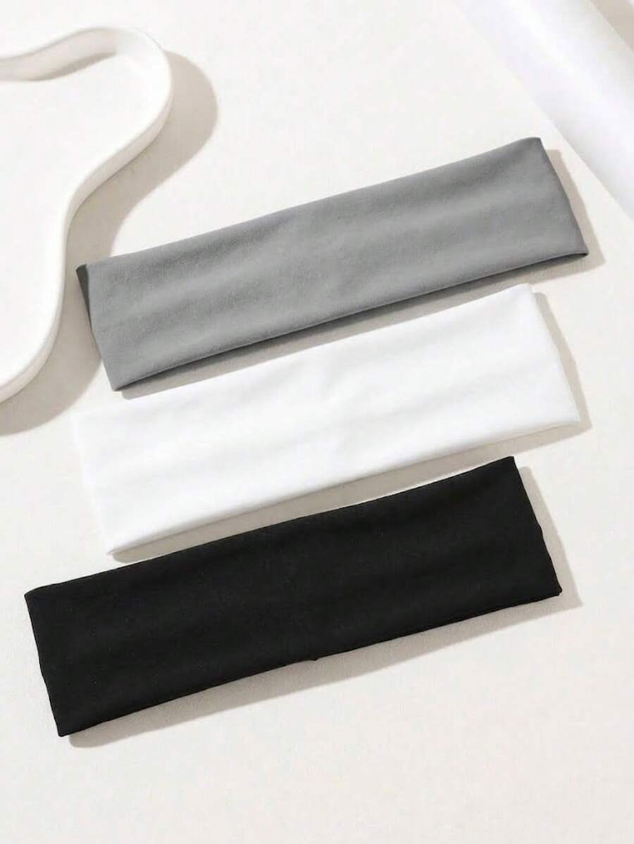3pcs Women Soft Stretchy Wide Headbands, Solid Color Hair Band For Fall Winter, Running Fitness Headband Versatile Daily Fashion Hair Accessories Set