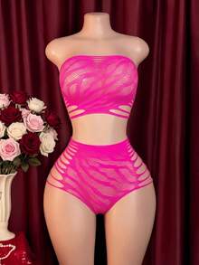 10pcs Random Assorted Colors Plus Size Women's Sexy Multi-Style Mesh Split Jumpsuit Fishnet Jumpsuit Socks Shiny Waist & Hip Skirt Adult New Arrival - Multicolor - View 5