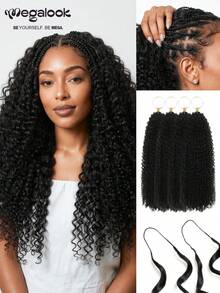 MEGALOOK Bohemian Style Water Wave Crochet Braids 10 Packs/20 Packs 100% Human Hair Natural Black Knotless Pre-Split Feather Crochet Hair Lightweight Human Hair Extensions - SNatural - View 2