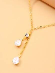 outingfit 1 buah Kalung Rantai Wanita Berhiaskan Berlian Imitasi Bentuk Sulur, Kalung Mata Kuda, Aksesori Kalung, Cocok Sebagai Hadiah Hari Ibu untuk Pemakaian Sehari-hari - Emas - View 4